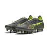 Fußballschuh PUMA "ULTRA 5 MATCH MxSG Fußballschuhe Erwachsene", Gr. 42, matte aged silber gelb alert blau gray, Obermaterial: Textil, Synthetik; Futter: Textil, Synthetik; Innensohle: Textil; Laufsohle: Synthetik, Schuhe