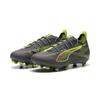 Fußballschuh PUMA "ULTRA 5 PRO FG/AG Fußballschuhe Jugendliche", Kinder, Gr. 35.5, matte aged silber gelb alert sun struck blau pink, Obermaterial: Textil, Synthetik; Futter: Textil, Synthetik; Innensohle: Textil; Laufsohle: Synthetik, Schuhe