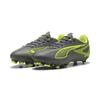 Fußballschuh PUMA "ULTRA 5 PLAY FG/AG Fußballschuhe Erwachsene", Gr. 41, matte aged silber gelb alert blau gray, Obermaterial: Synthetik, Textil; Futter: Textil; Innensohle: Textil; Laufsohle: Synthetik, Schuhe