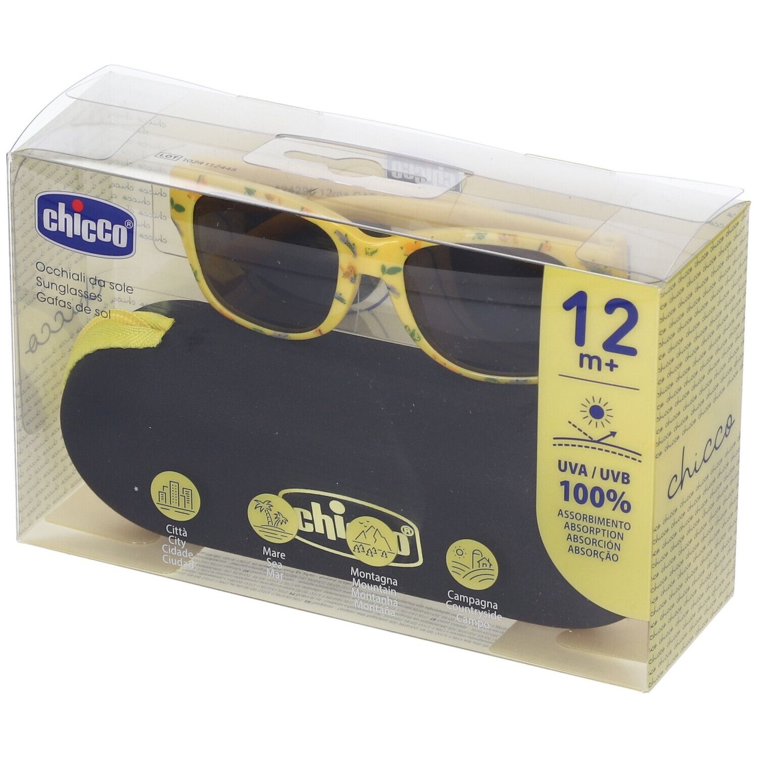 Chicco Occhiali da Sole 12+ Mesi Montatura Gialla Lenti Fumè 1 pz