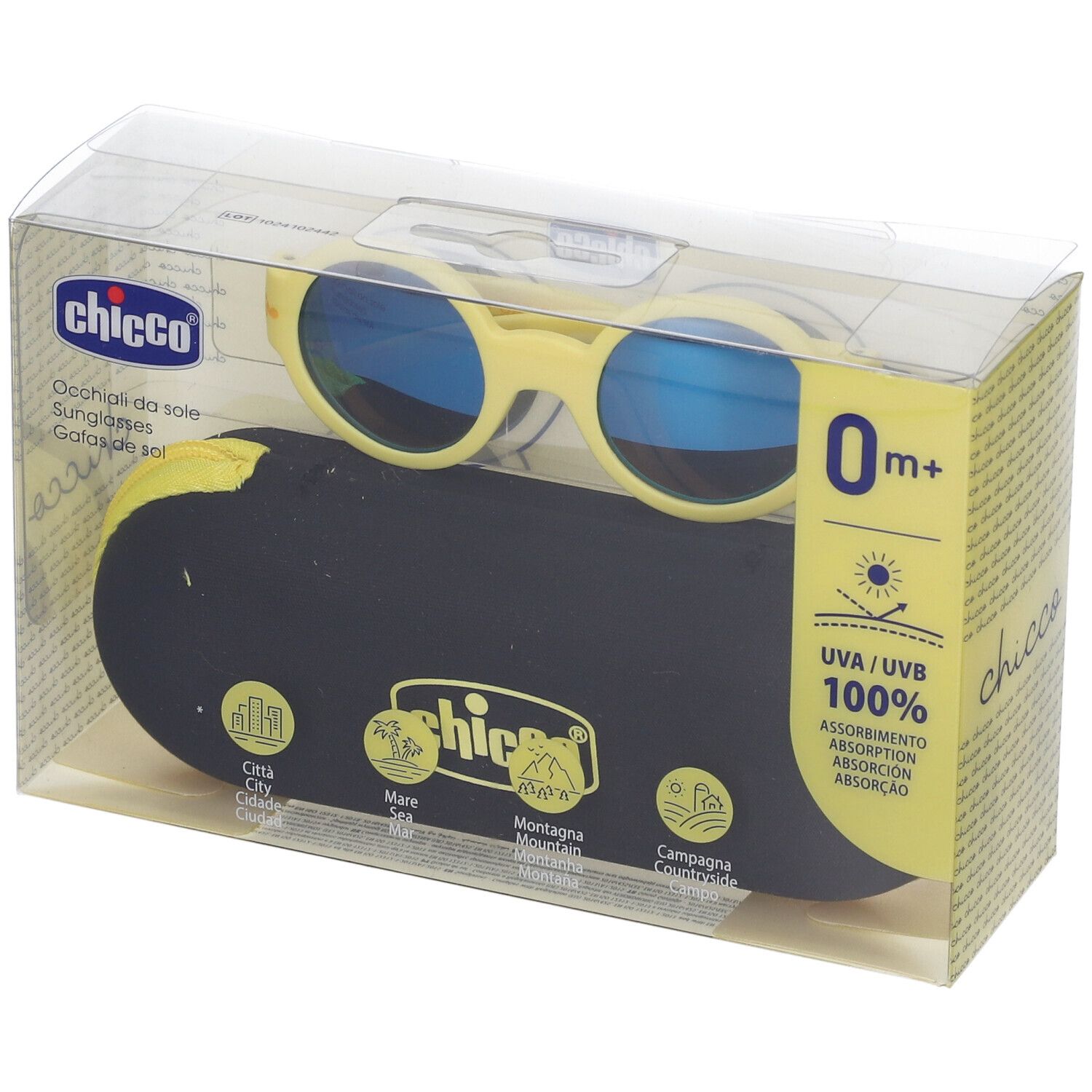 Chicco Occhiali da Sole 0+ Mesi Montatura Gialla Lenti a Specchio 1 pz