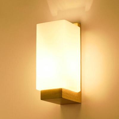 Wandleuchte Holz für den Innenbereich, moderne E27-Wandlampe im minimalistischen Design, Image