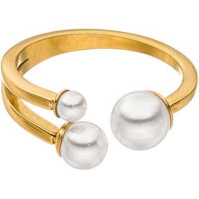Fingerring PURELEI "Schmuck Geschenke Finesse Ring, 23161-Ring-Finesse-Gold" Gr. 58, gold (gelbgoldfarben, weiß), Fingerringe, Damen, 58, Edelstahl-Perlen, 1,5mm, Edelstahl, Perlen, mit Muschelkernperle Image