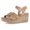 Keilsandalette GABOR, Damen, Gr. 36, braun (hellbraun), Ziegenveloursleder, unifarben, modisch, Schuhe, Plateau, Sommerschuh, Riemchensandale mit Best Fitting Ausstattung