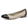 Ballerina TAMARIS, Damen, Gr. 39, beige (hellbeige kombiniert), Leder, Lederimitat, klassisch, Schuhe, Blockabsatz, Businessschuh, Schlupfschuh mit Elastikeinfass