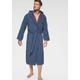 Unisex-Bademantel KANGAROOS "Luke, ideal für Sauna & Spa, Hotelbademantel, Morgenmantel" Gr. XXL, blau (navy), L:125cm in Gr. XXL, Walkfrottee, Hausmäntel, für Damen & Herren, Bademantel mit Kapuze & Logostickerei,S-2XL