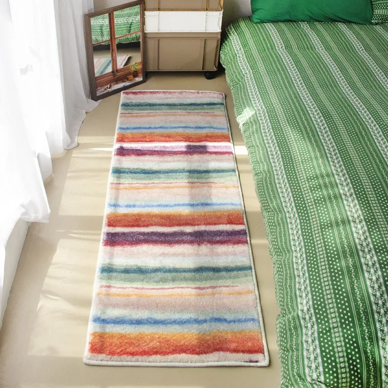 VIKAMA Langer Streifen-Imitat-Kaschmir-Teppich, Nachttischmatte, Komfort, Schlafzimmer, Bettdecke, Erkerfenster, Garderobe, Heimdekoration, Decke Image