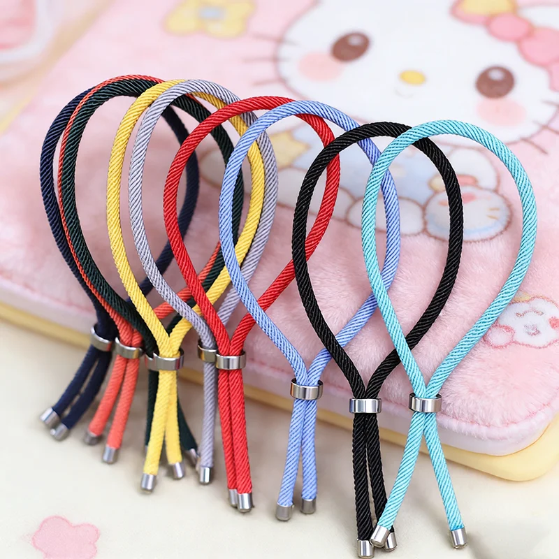 Minimalistisches 4-mm-Milan-Seil-Armband für Männer und Frauen, verschiebbar, verstellbar, Edelstahl, Kreis, buntes Armband, Strand-Surf-Schmuck Image