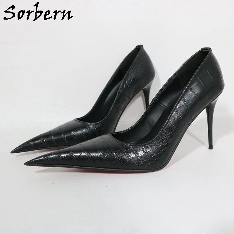 Sorbern Alligator Damen Pumpschuh 10 cm Metall High Heel Größe 37 Spitzschuh Stilettos Heels Italien Schuhe Benutzerdefinierte Farben