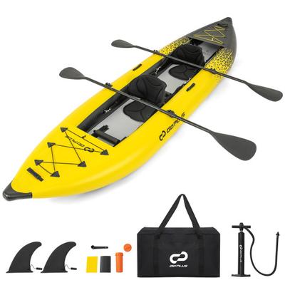 Costway Inflatable 2-person Kayak Set with Aluminium Oars and Repair Kit-Yellow