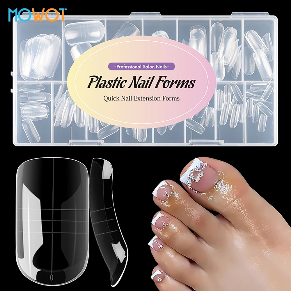 MOWOT 150 teile/schachtel Dual Form Nagel Form Zehennagel Acryl Schnell Gebäude Gel Form Volle Abdeckung Falsche Nagel Tipps Top Verlängerung Nagel formen Image