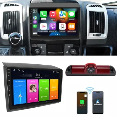 Android-Autoradio Carplay GPS-Navigation + Bremslichtkamera für Fiat Ducato III 3 Carado Bus Kasten 250 X250 X251 290 290X 2006
