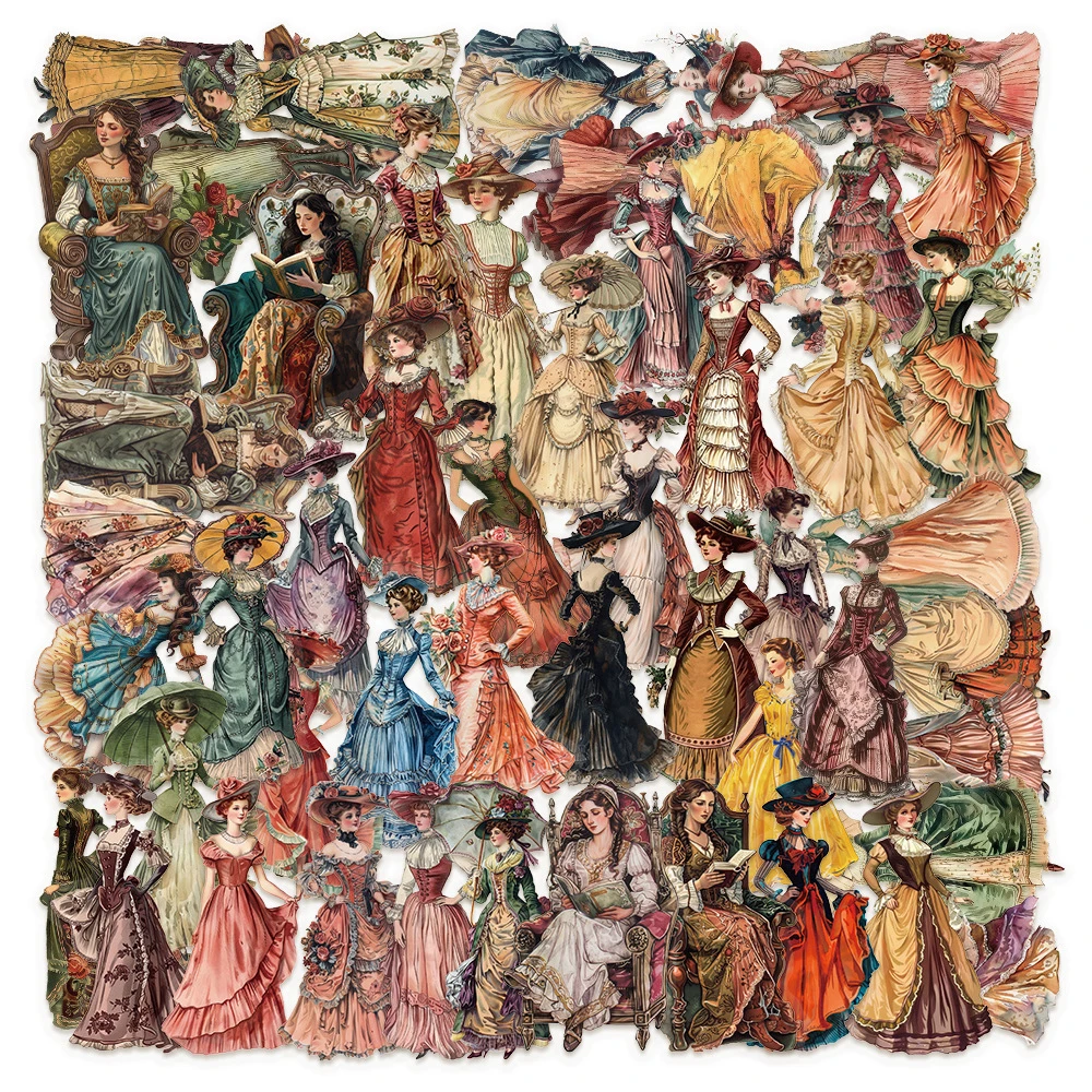 10/30/50 Stück Haustier Transparent Retro Europäische und Amerikanische Figuren Aufkleber Aufkleber Kühlschrank Laptop Scrapbooking Dekoration Aufkleber Image