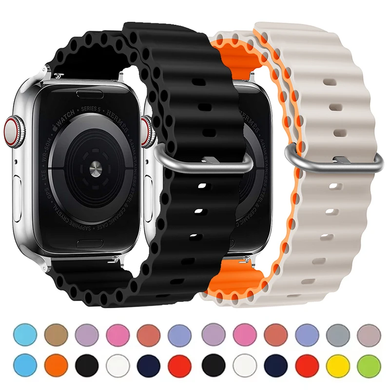 Ozeanarmband für Apple Watch Ultra 2 Band 49 mm 9 8 7 45 mm 41 mm Silikonarmband Armband iWatch 6 5 4 3 SE 44 mm 40 mm 42 mm Band Image