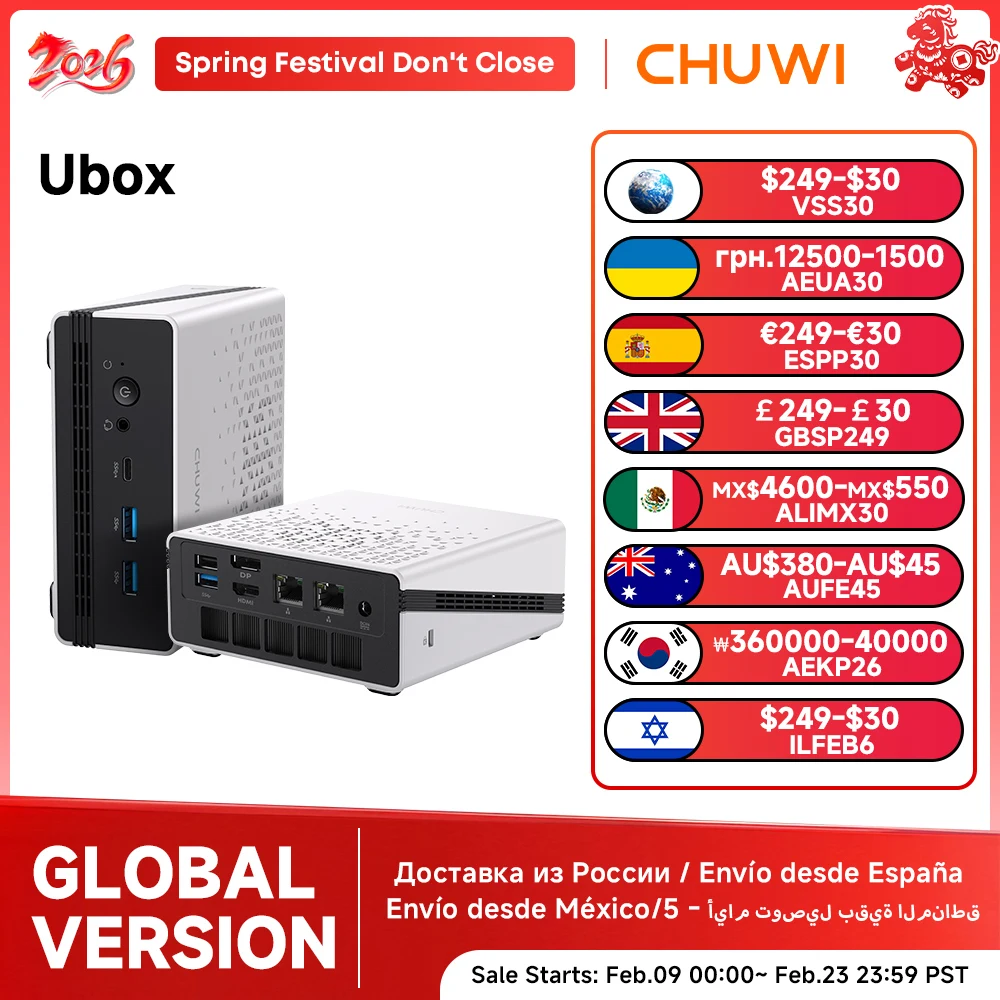 CHUWI UBox Mini PC Ryzen 6600H/7430U Prozessor AMD CPU 16 GB RAM 512 GB SSD Windows 11 Desktop-Computer PC 4K Dekording WIFI 6 PC Image