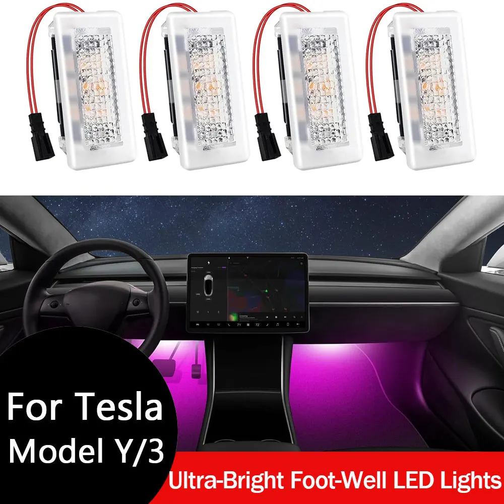 Für Tesla Model Y Model 3. Hochland Ultrahelle Innen-Fußbrunnenlichter, kompatibles Modell 3/Y/S/X-Innen-LED-Leuchtmittel-Set