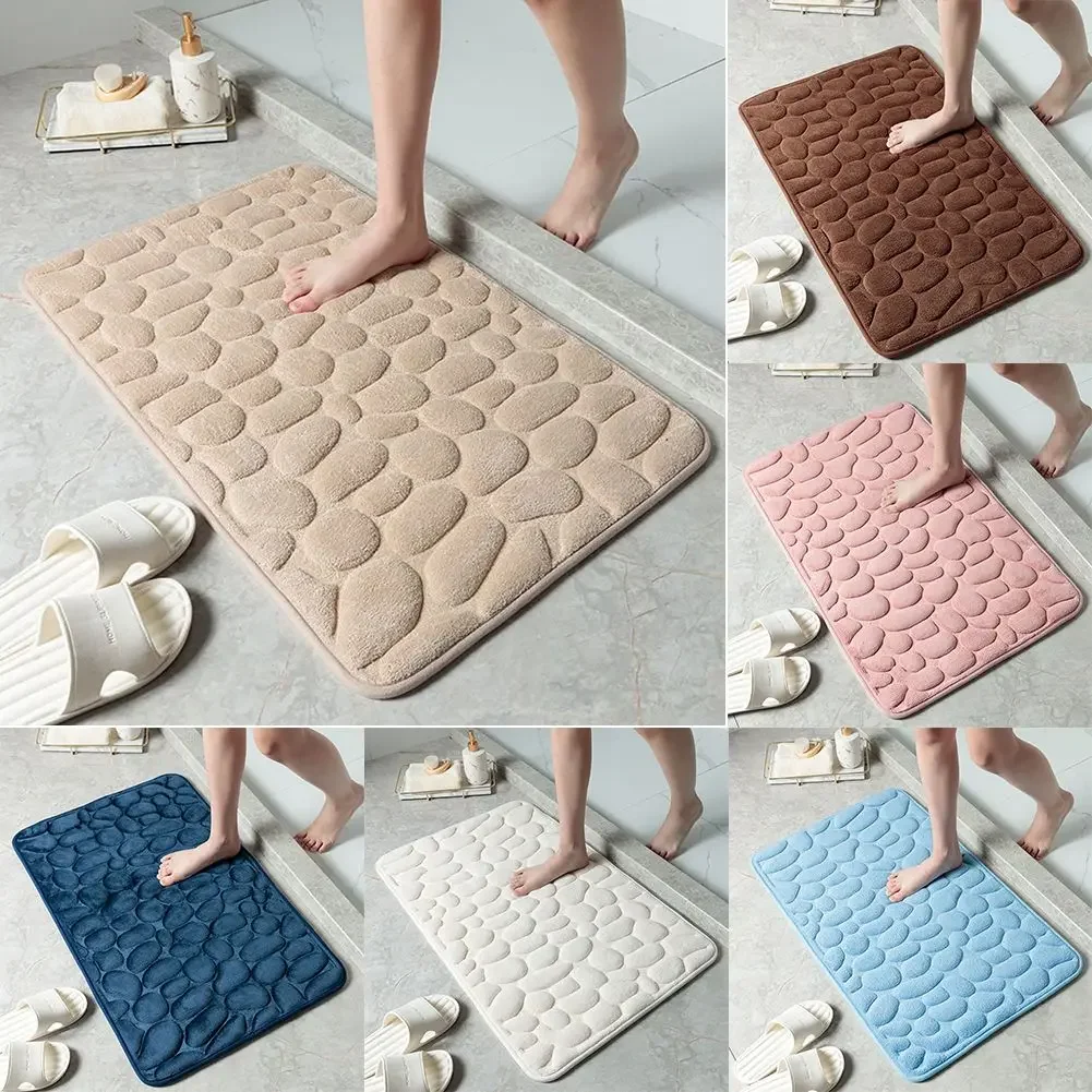 1pc Nicht Slip Bad Matte Nicht-slip Pebble Teppiche Bad Matten Saugfähigen Boden Wc Memory Foam Matte Tür bodenmatten Image