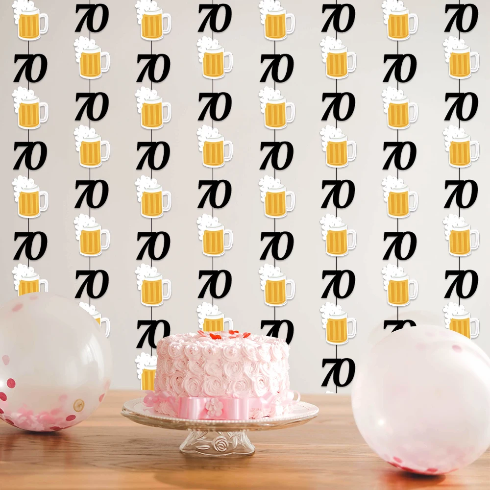 18/21/30/40/50/60/70/80th Geburtstag Party Schwarz Gold Hängende Girlande String Anhänger Erwachsene Geburtstag Party Dekoration Lieferungen Image