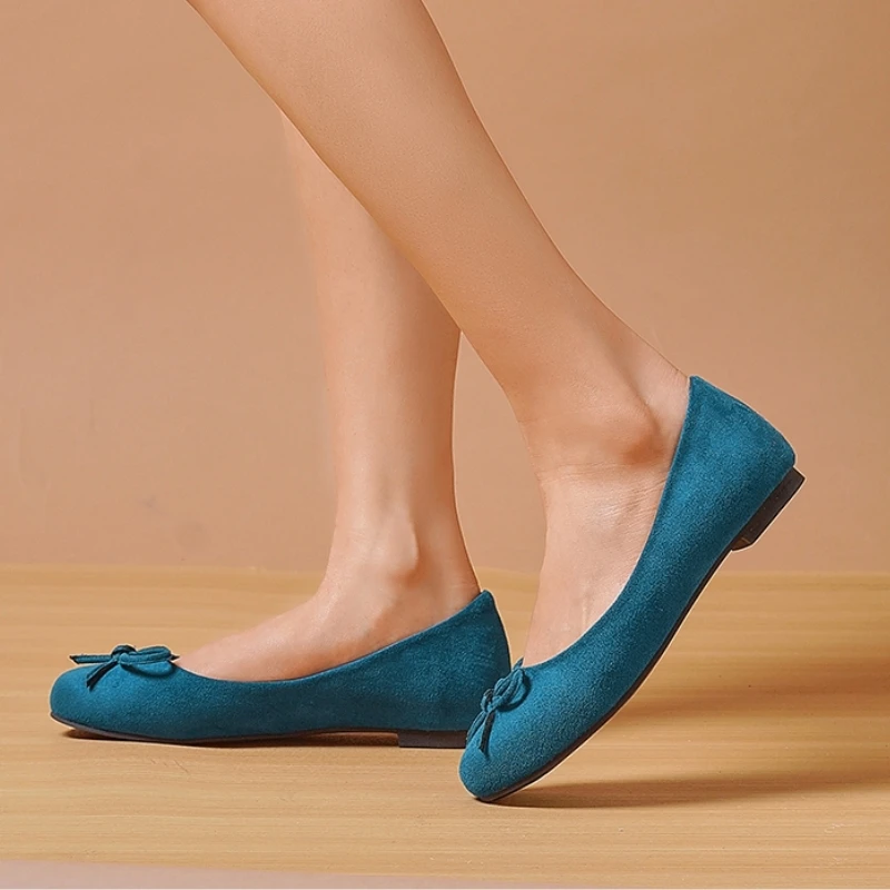Flache Damenschuhe, modischer Loafer, bequem, Frühling und Herbst, weibliche Ballettschuhe, süß, rosa, grün, weiß, lässig, groß, Größe 52