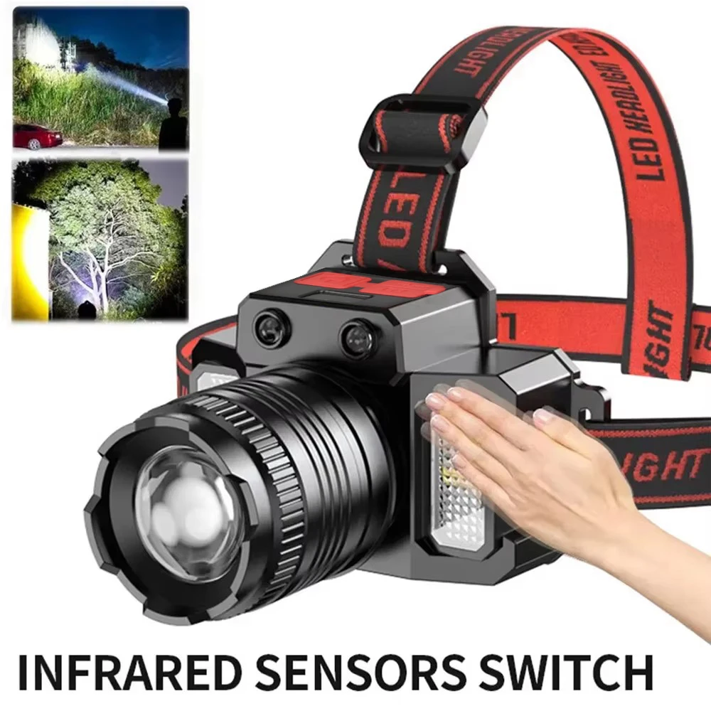 Super helle LED Scheinwerfer Angeln Scheinwerfer tragbare Taschenlampe Sensor wiederauf ladbare Outdoor wasserdichte Camping Jagd Image
