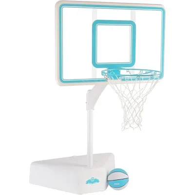 Splash & Shoot Outdoor Adjustable Height Swimming Pool Basketball Hoop w/Ball, Base, & 18 Inch