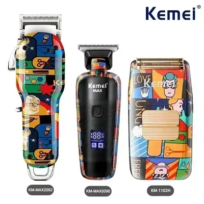 Kemei Hair Clipper Rechargeable Graffiti Pattern Beard Trimmer Men's Shaver KM-MAX2092 KM-MAX5090