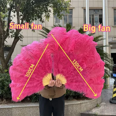 13Bone West Red Big Ostrich Feather Fan 100CM/130CM Handheld Folding Plumes Fan for Party Carnival