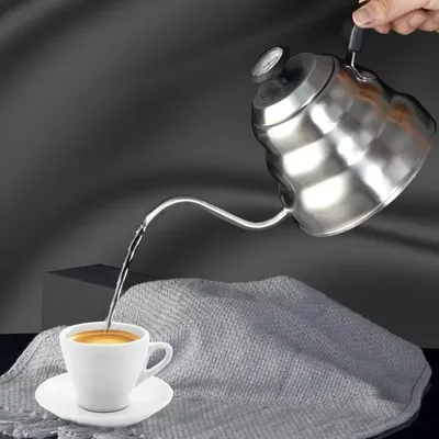 Mocha Coffee Kettle1L Stainless Steel Pour Over Coffee Pot Kettle Drip Kettle with Thermometer For