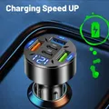 Caricabatteria da auto a 5 porte da 250 W Ricarica rapida QC 3.0 USB Type-c Accessori per auto per telefono digitale Caricatore adattatore Display per auto A6H0