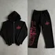 Y2K Felpa alla moda Retro Streetwear Hip Hop Stesso Harajuku Felpa con cappuccio con cerniera Felpa allentata stampata con lettera gotica Pantaloni casual