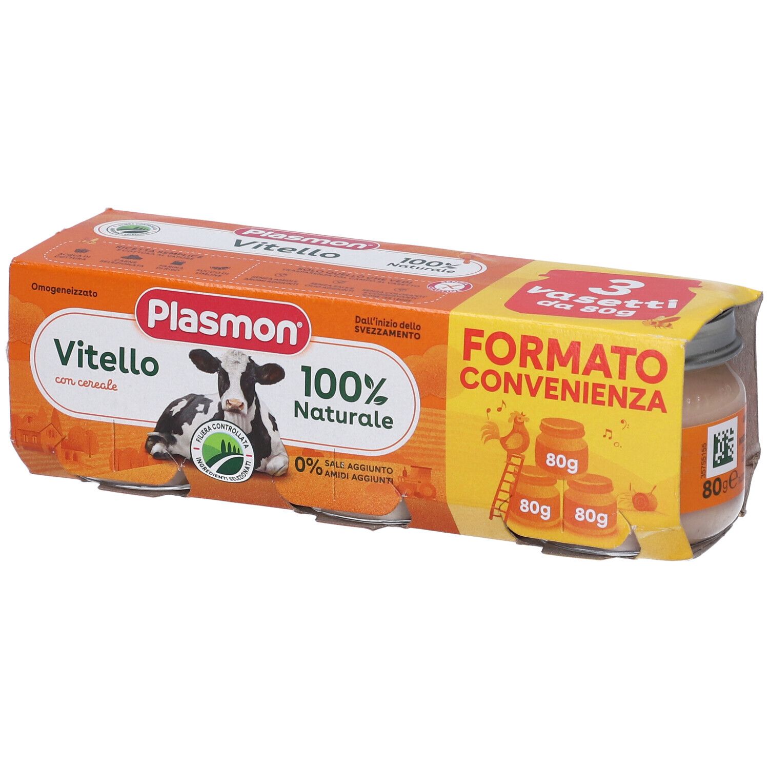 Plasmon Omogeneizzato Vitello E Cereale 3 Pezzi Da 80 G 3x80 g Pappa