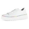 Plateausneaker GABOR, Damen, Gr. 37, bunt (weiß multi), Nappaleder, kontrastfarbene Details, sportlich, Schuhe, Freizeitschuh, Halbschuh, Schnürschuh mit Kontrast-Rahmennaht