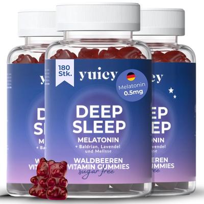 yuicy - Deep Sleep – Melatonin Gummibärchen für besseren Schlaf & Entspannung Vitamine 630 g (90.3 € / 1 kg)