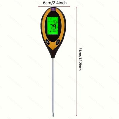 TEMU 4-in-1 Soil Moisture Meter Digital Ph Meter/soil Moisture/plant Temperature/light , Suitable For Soil Testing In Gardens, Lawns, Plant Care, Farms, And Indoor And Outdoor Plants Image