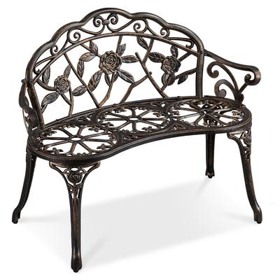 TEMU Costoffs 2-seater Bench Weatherproof Park Bench Cast Aluminum Garden Bench With Backrest & Armrests Garden Furniture For Garden Balcony Terrace Image