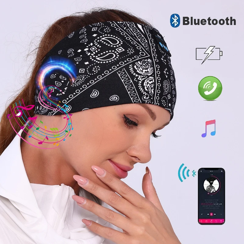 Bluetooth-Kopfhörer, Sport-Schlaf-Stirnband, kabellose Kopfhörer, Musik-Augenmaske, kabelloses Bluetooth-Headset, Stirnband mit Mikrofon Image