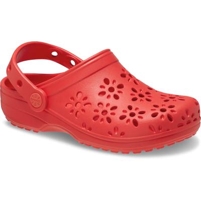 Clog CROCS "Classic Floral Cut Out Clog", Kinder, Gr. 33, rot, Croslite, geblümt, casual, Schuhe, Sandale mit schwenkbarem Fersenriemen Image