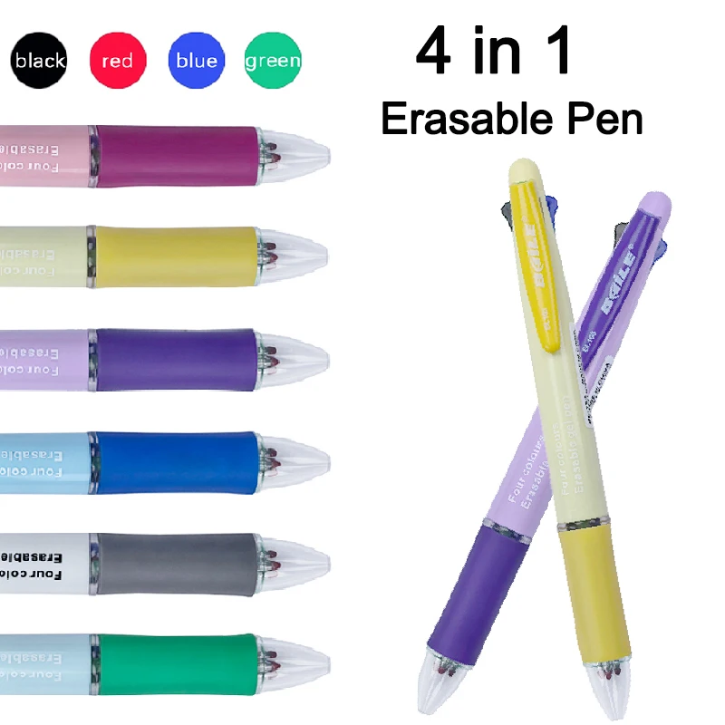 0,5 mm löschbarer Gelstift, 4-in-1, mehrfarbige Tinte, automatischer Stift, Zeichnen, Schreiben, Kunststift für Büro, Schulbedarf Image