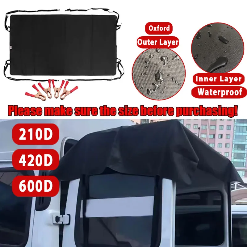 Für Ford Transit Custom Für VW T5 T6 Campervan Für RV 600D 420D 210D Schwarz Hinten Scheune Tür Markise Abdeckung wasserdicht Sonnenschirm Image