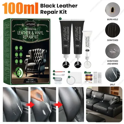 Leather Care Easily Repair Black Leather & Vinyl Repair Kit Leather Color Restorer for Couches Furniture Car Seats Purse Jacket