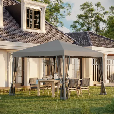 Outsunny 3 x 3 m Pop Up Gazebo, 420D Garden Tent Canopy with Removable Mesh Sidewall Netting, Carry Bag for Garden