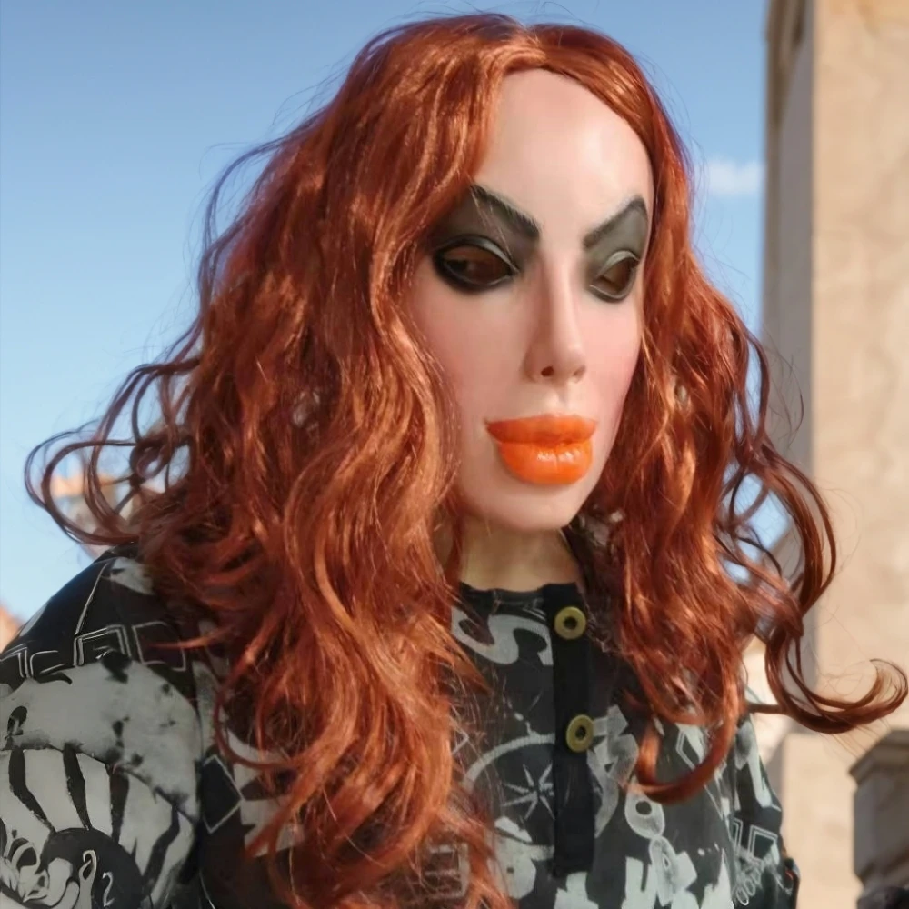 Sexy Beauty Gold Langes Haar Latexmaske Erwachsene Neuheit Kostüme Zubehör für Partys und Maskeraden