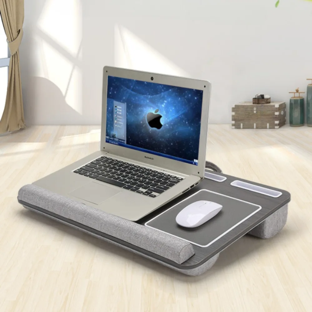 Einfacher und tragbarer Laptop-Schreibtisch, multifunktionales Sofa aus massivem Holz, Schwamm, fauler Gaming-Tisch mit rutschfestem Mauspad, Telefonhalter