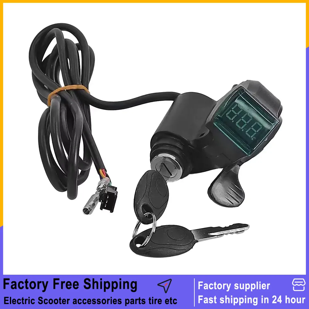 Daumengas-Voltmeter, digitale Spannung, LCD-Display, Schalter, Stromversorgung mit Tastensperre, Elektrofahrrad für Elektroroller-Zubehör Image