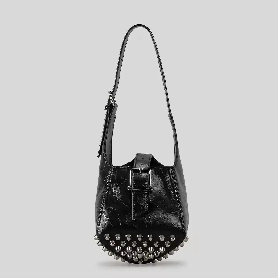 Eimertasche für Damen, Luxus-Designer-Handtasche, Geldbörse, 2025, neu in PU-Mosaik, Gürtelschnalle, Nieten-Dekoration, Unterarm-Schulter Image
