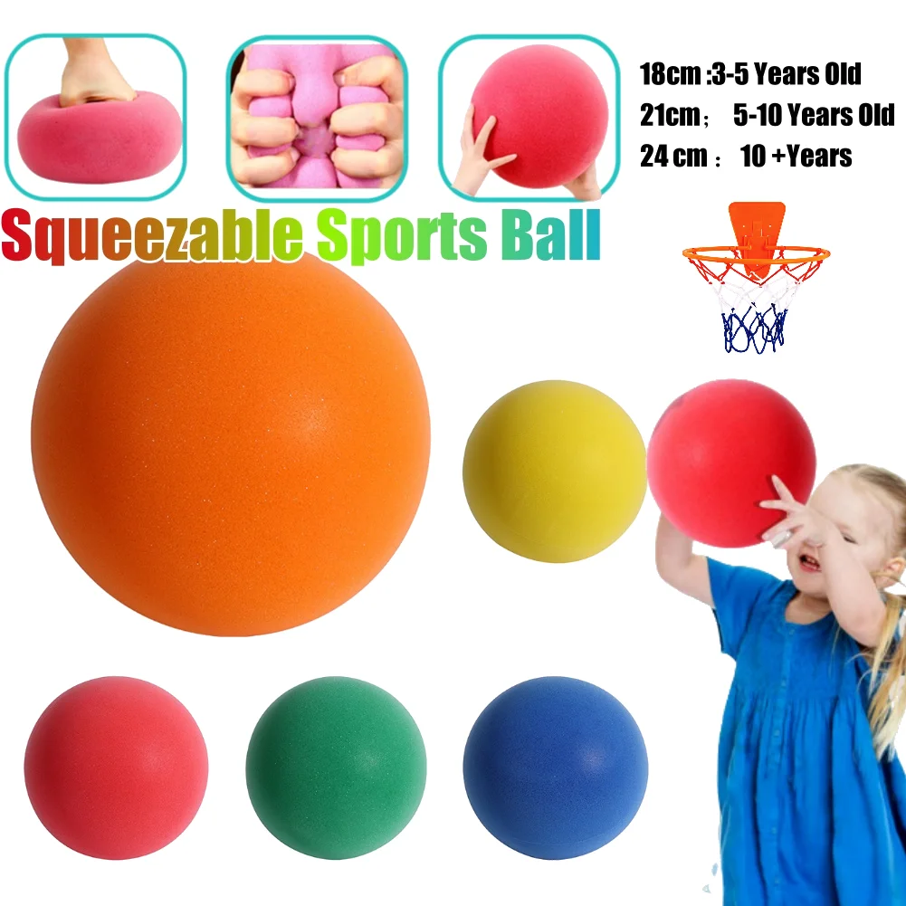 18/21/24 cm Schaumstoff-Silent-Ball, leicht, springender Freizeitball, hochelastisches Training, zusammendrückbarer Basketball für Kinder im Innenbereich Image