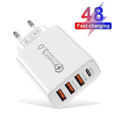 48 USB-Ladegerät QC 3.0 Typ C PD Schnellladung für iPhone 12 13 Max Samsung S21 Huawei Xiaomi Handy Image