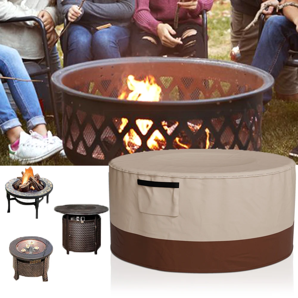 Outdoor schwere 600d runde Grill staub dichte Abdeckung wasserdichte Terrasse Feuerstelle regens ichere Sonnenschutz abdeckung Grill Grill abdeckung Image