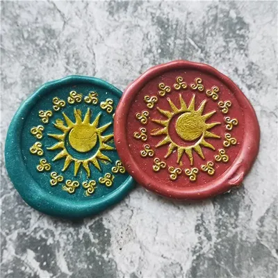 Sun and moon with celtic wax seal stamp Retro Wood Stamp Sealing Wax Seal Stamp Wedding Decorative