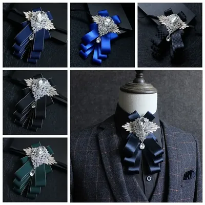 New Luxury Solid Bowtie Casual Bow tie For Men British Style Collar Flower Diamond Bowtie Neck